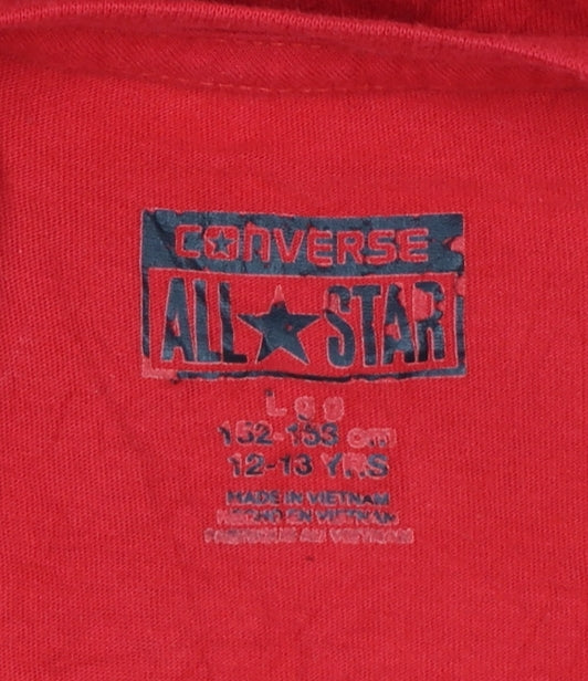 Converse Boys Red Logo T-Shirt 12-13 Years Short Sleeve Cotton Crew Neck