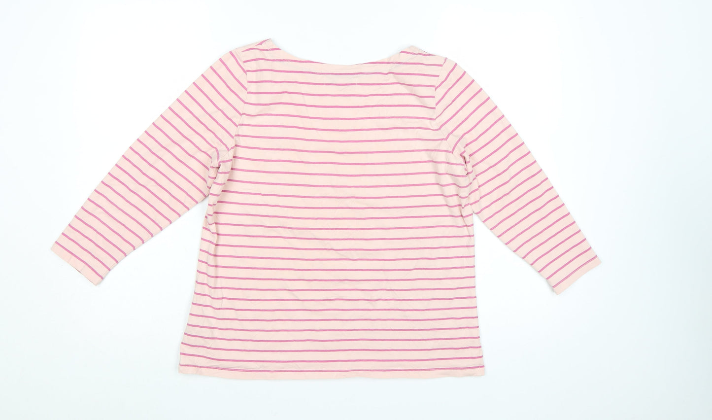 U.S. Polo Assn. Women's Pink Striped Boat Neck 3/4 Sleeve Cotton T-Shirt Size 10