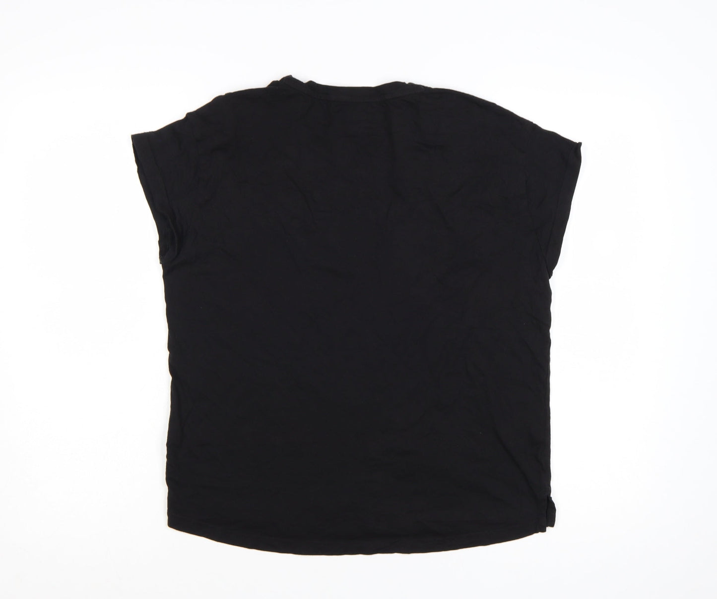 Puma Women Black T-Shirt Size 12 Short Sleeve Cotton Sports Top