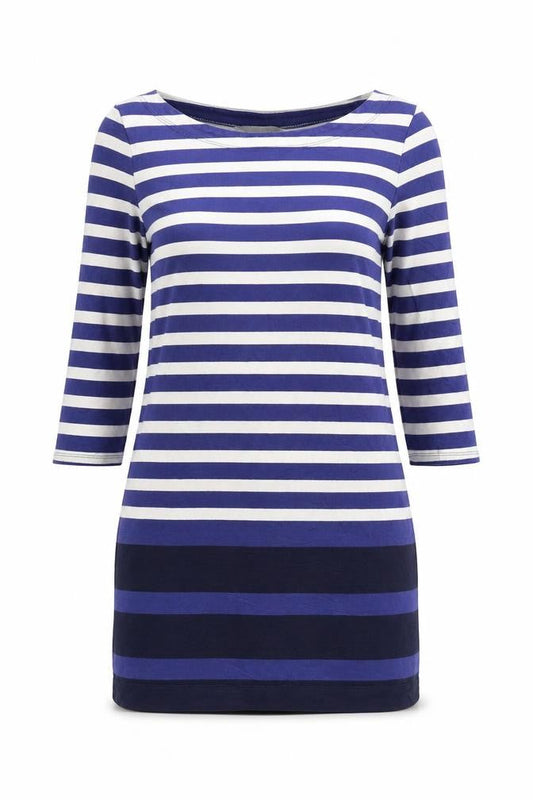 Banana Republic Womens Blue Striped Shift Dress XS 3/4 Sleeve Cotton