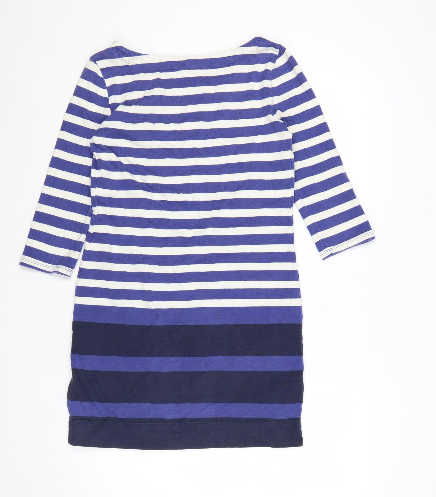 Banana Republic Womens Blue Striped Shift Dress XS 3/4 Sleeve Cotton