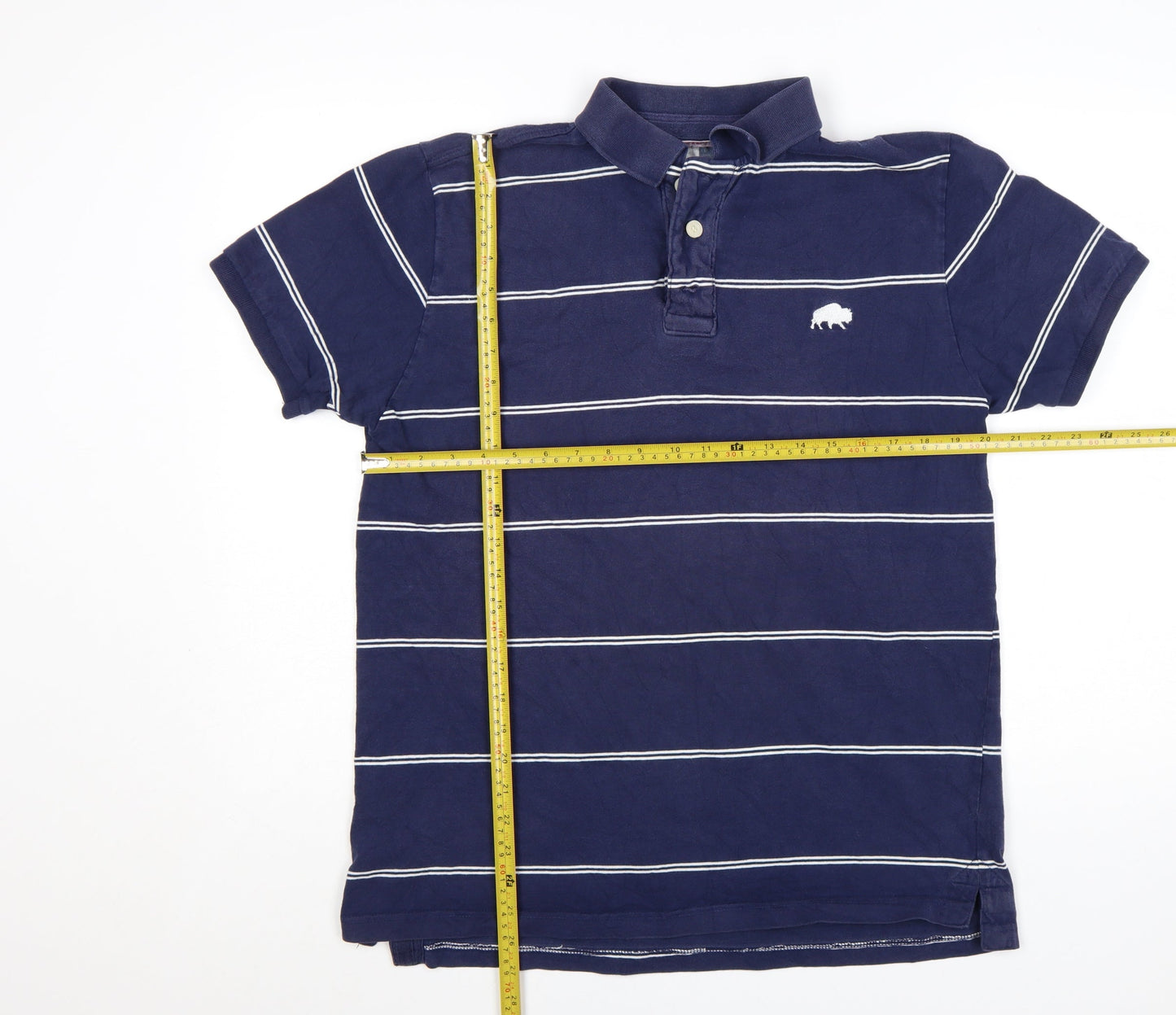 Rydale Men's Blue Striped Polo Shirt Size L Classic Cotton Casual