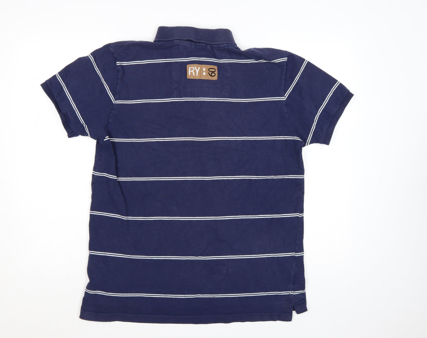 Rydale Men's Blue Striped Polo Shirt Size L Classic Cotton Casual