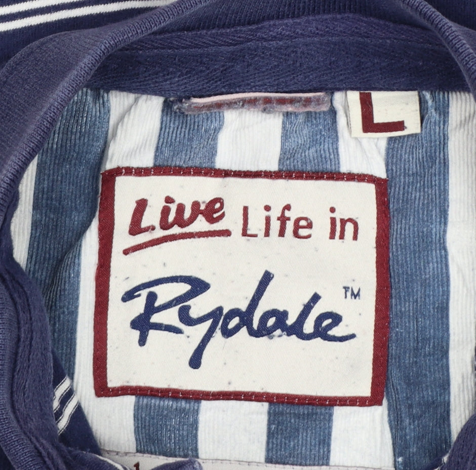 Rydale Men's Blue Striped Polo Shirt Size L Classic Cotton Casual