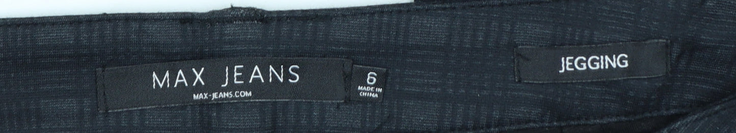 Max Jeans Women's Black Check Jegging Trousers Size 6 Slim Fit