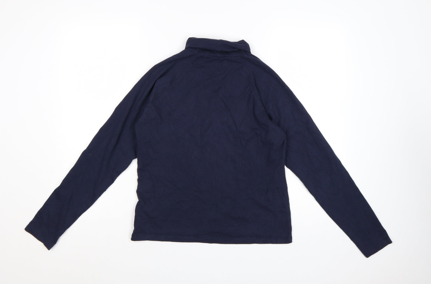 Tommy Jeans Women's Blue Roll Neck Long Sleeve Cotton Top Size L
