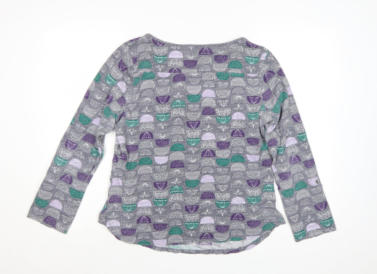Mantaray Womens Grey Geometric Cotton Jersey Long Sleeve T-Shirt Size 16