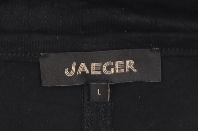 Jaeger Womens Black V-Neck Short Sleeve Jersey T-Shirt Size L