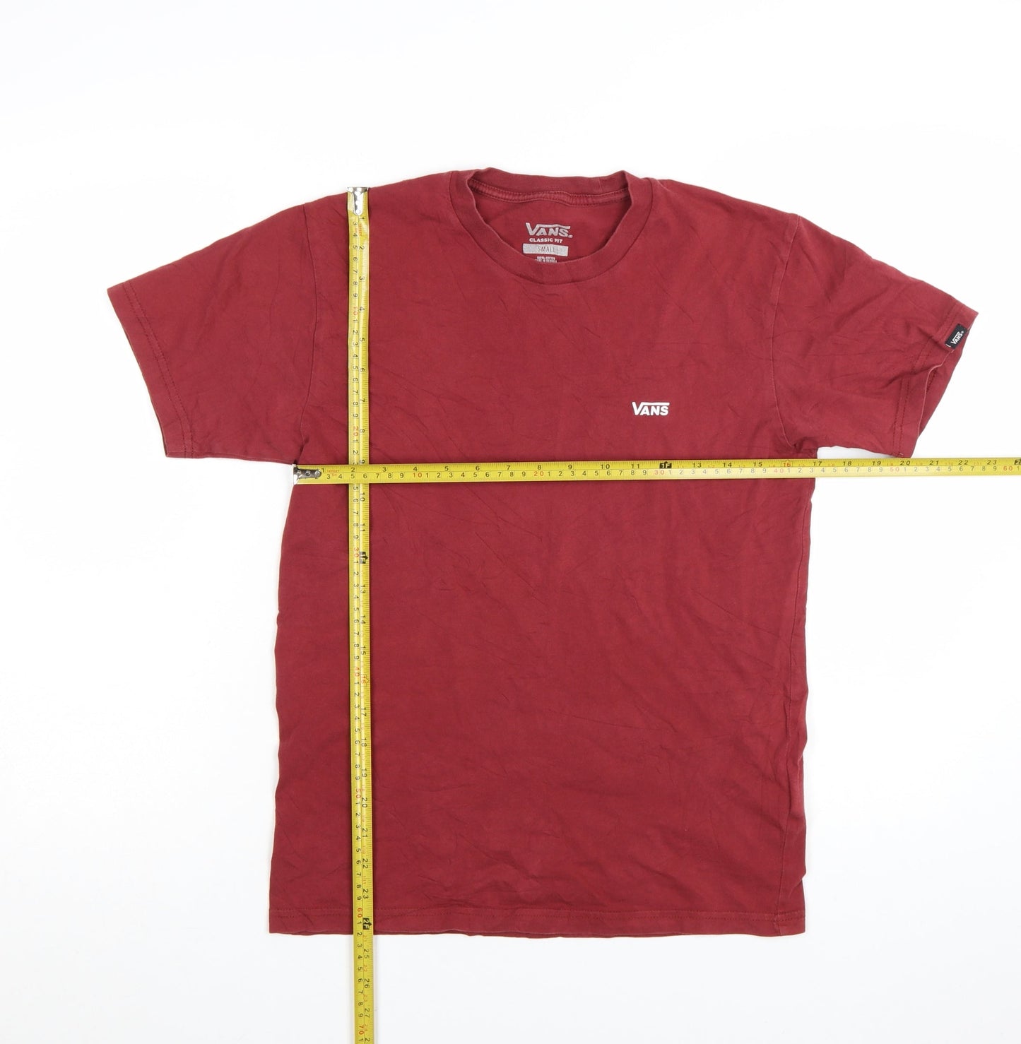 Vans Men's Red Classic Fit Cotton Crew Neck T-Shirt Size S