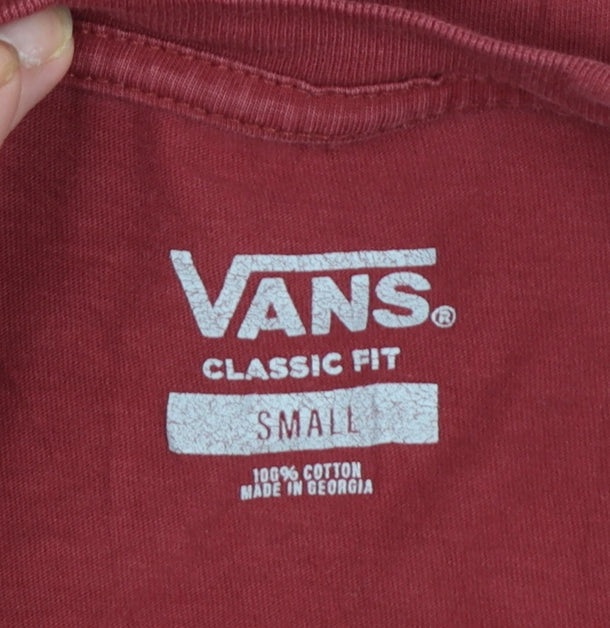 Vans Men's Red Classic Fit Cotton Crew Neck T-Shirt Size S