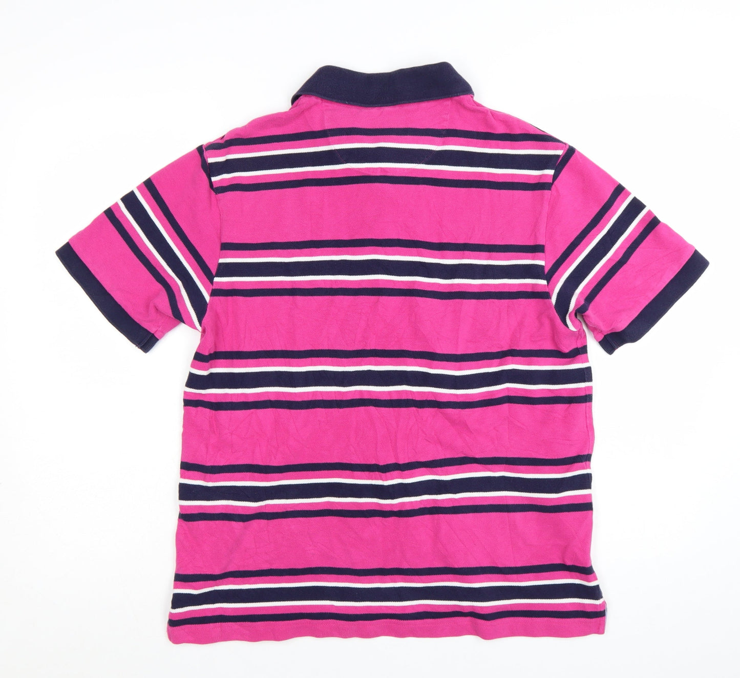 Marks and Spencer Blue Harbour Men's Pink Striped Cotton Polo Shirt Size M