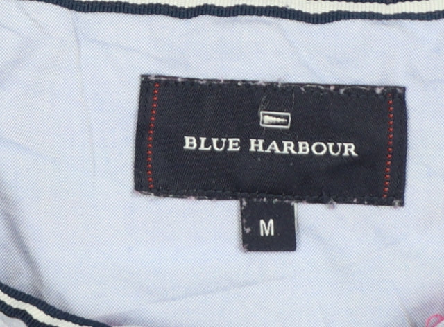 Marks and Spencer Blue Harbour Men's Pink Striped Cotton Polo Shirt Size M