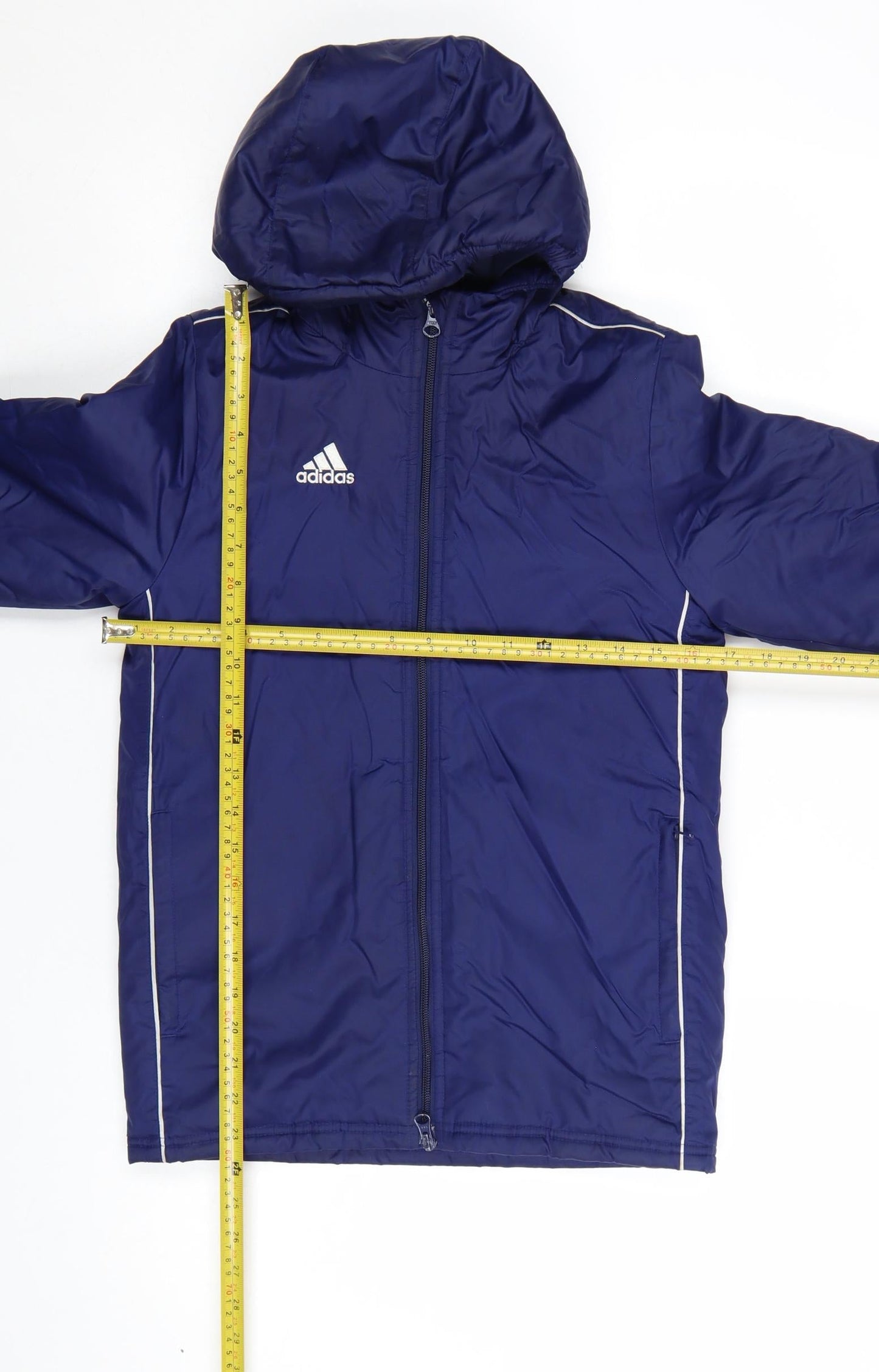 Adidas Boys Blue Hooded Windbreaker Jacket 7-8 Years Lightweight