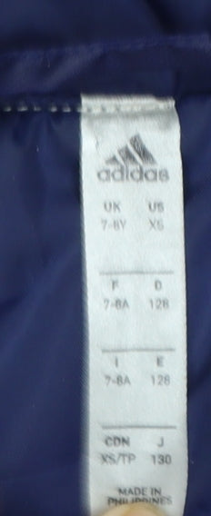 Adidas Boys Blue Hooded Windbreaker Jacket 7-8 Years Lightweight