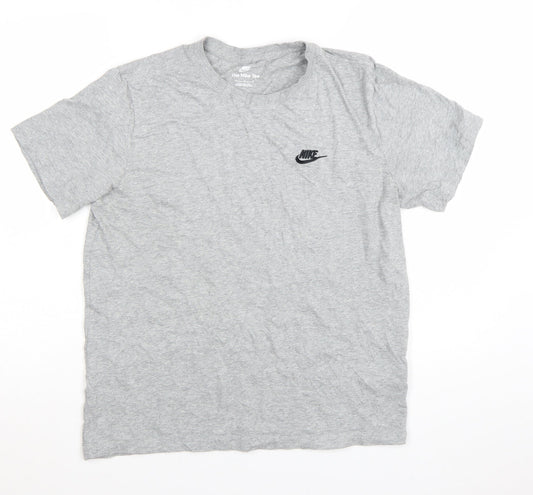 Nike Men's Grey Cotton Crew Neck Short Sleeve Sports T-Shirt M