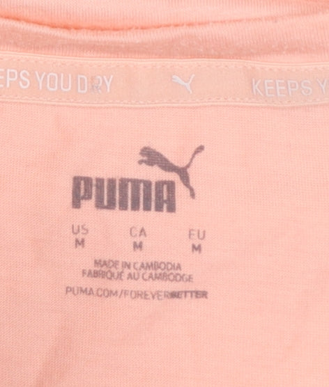 Puma Womens Pink Cotton Basic T-Shirt Medium