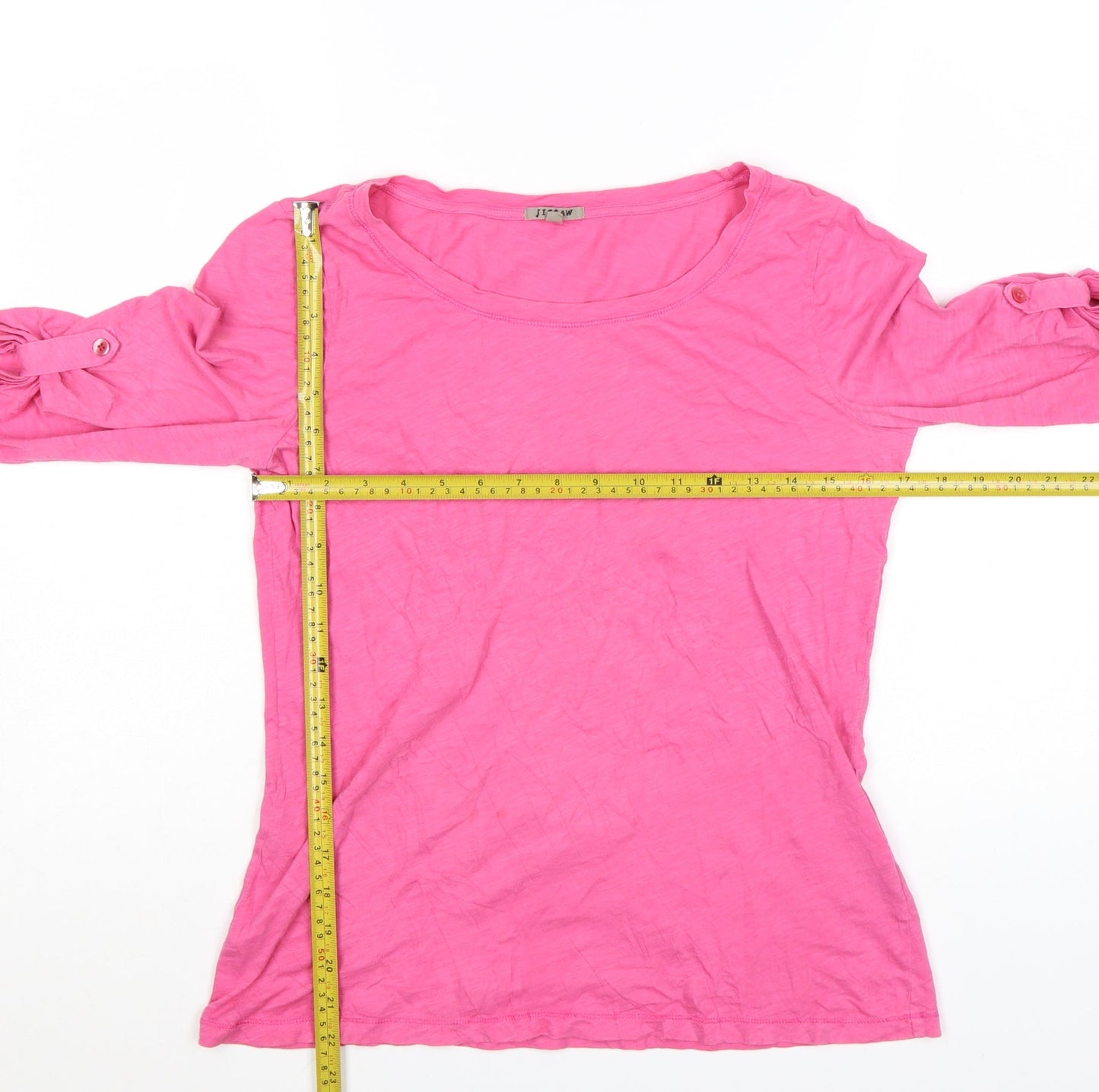 Jigsaw Women’s Pink Cotton 3/4 Sleeve Scoop Neck T-Shirt Size S