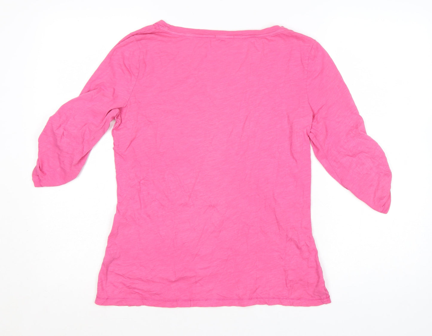 Jigsaw Women’s Pink Cotton 3/4 Sleeve Scoop Neck T-Shirt Size S