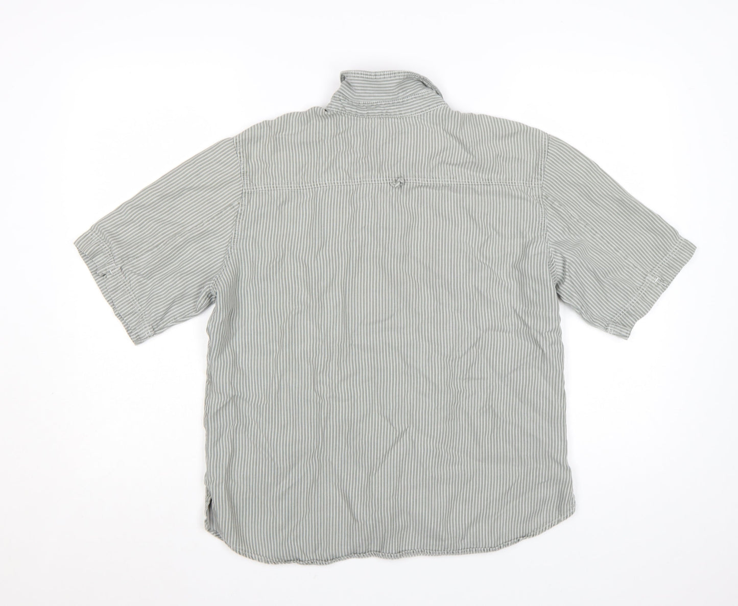 Marks and Spencer Women's Grey Striped Button-Up Shirt Size 16