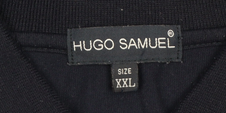 Hugo Samuel Men's Blue Striped 2XL Polo Shirt Nautical Yachting Style