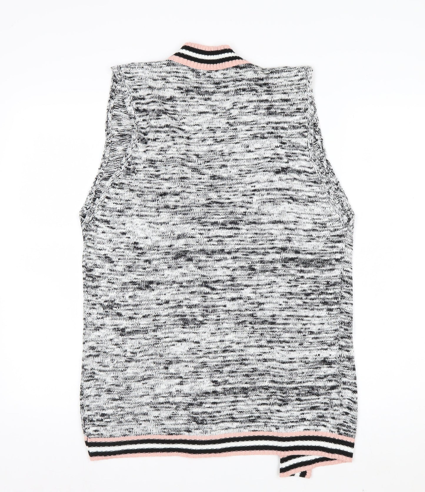 Pop Up Store Women Grey Pink Knit Sleeveless Cardigan Size S