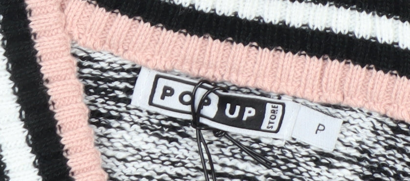 Pop Up Store Women Grey Pink Knit Sleeveless Cardigan Size S