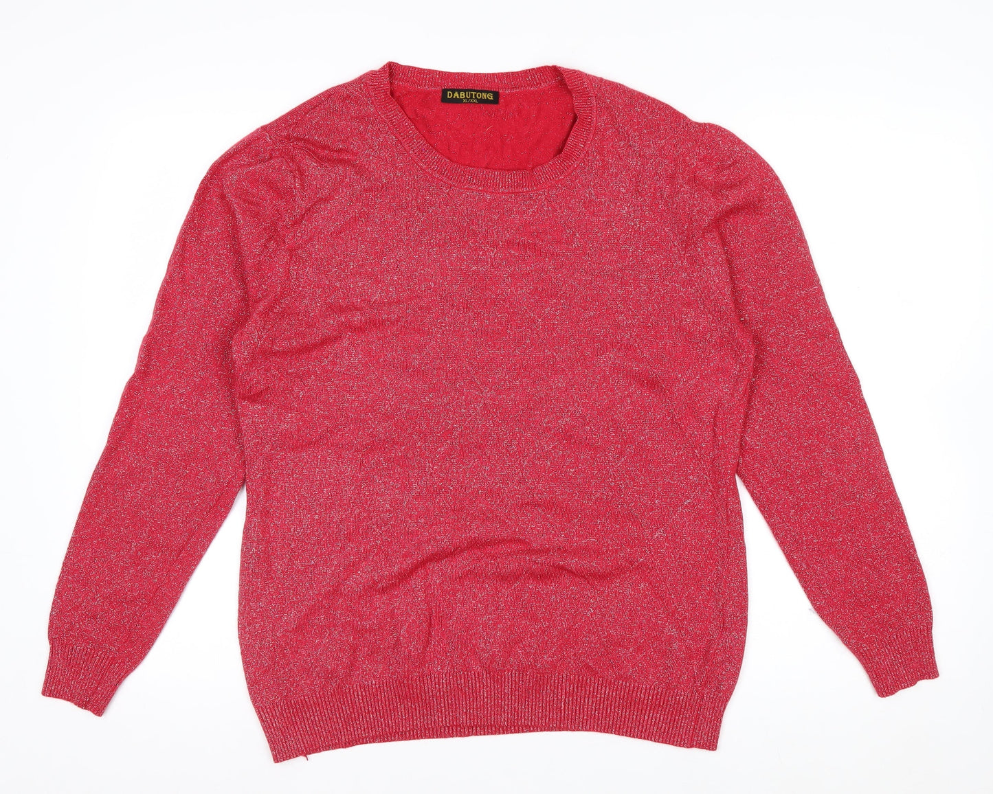 Dabutong Women's Red Crew Neck Pullover Jumper XL Knit