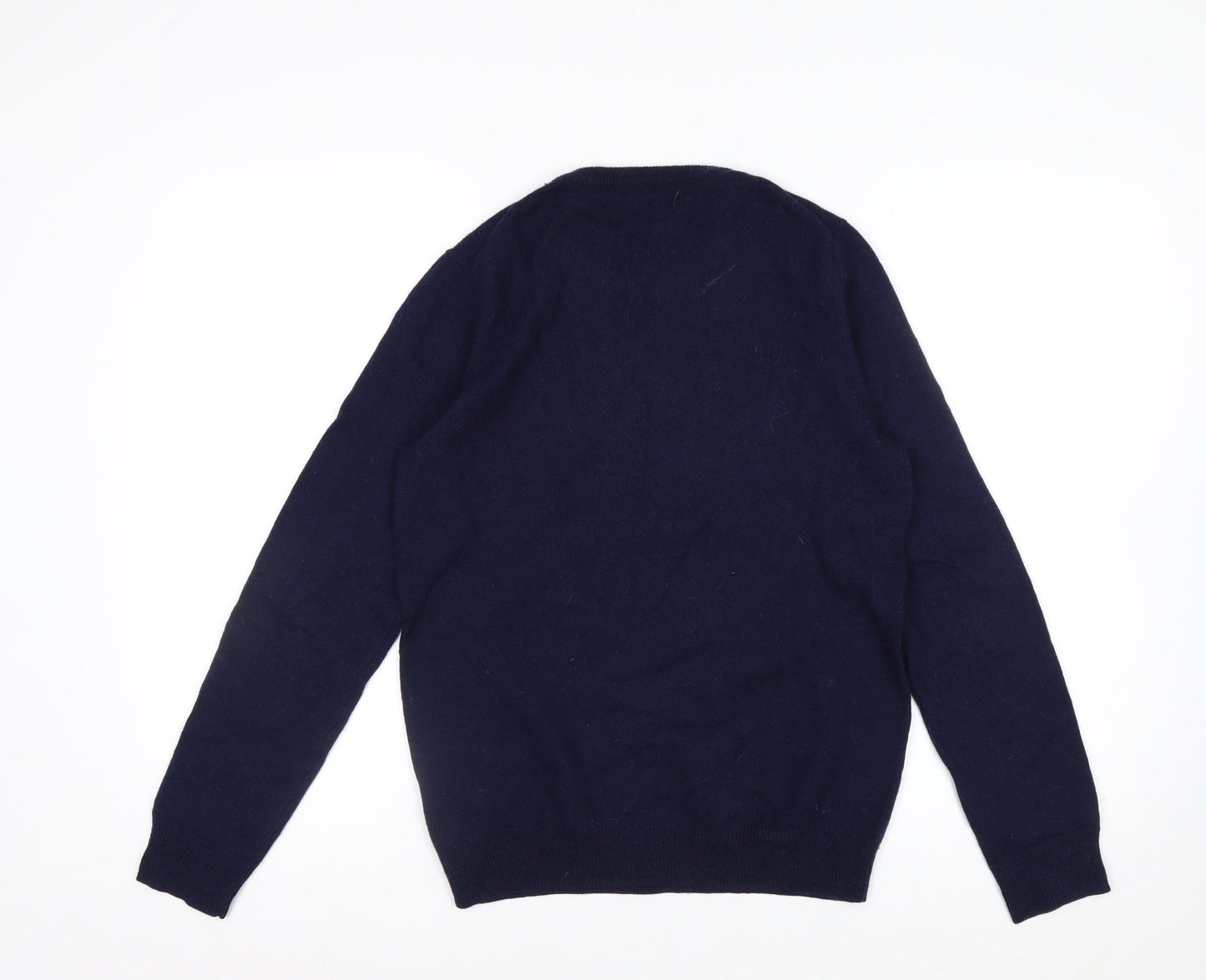 WoolOvers Women Blue Merino Cashmere Star Jumper Size S