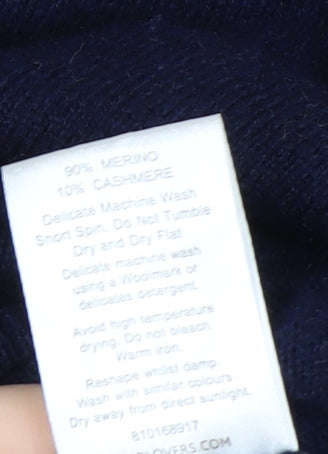 WoolOvers Women Blue Merino Cashmere Star Jumper Size S