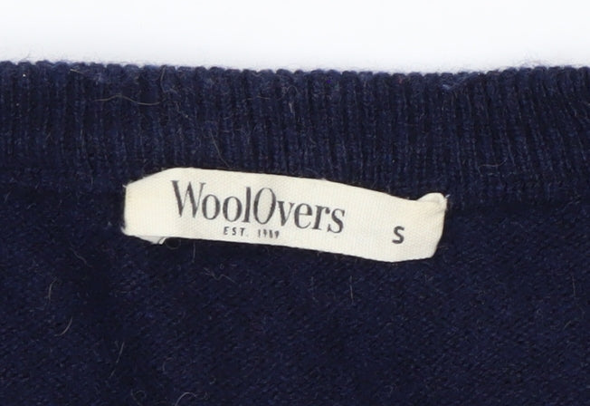 WoolOvers Women Blue Merino Cashmere Star Jumper Size S
