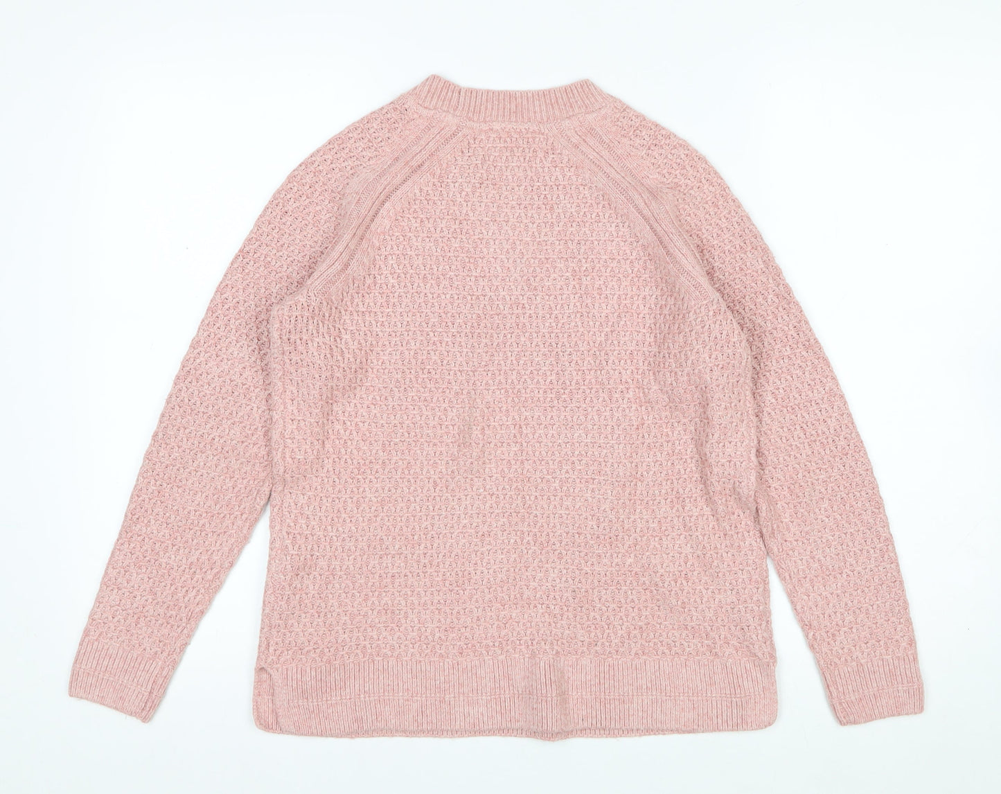 FatFace Women Pink Waffle-Knit Pullover Jumper UK 8