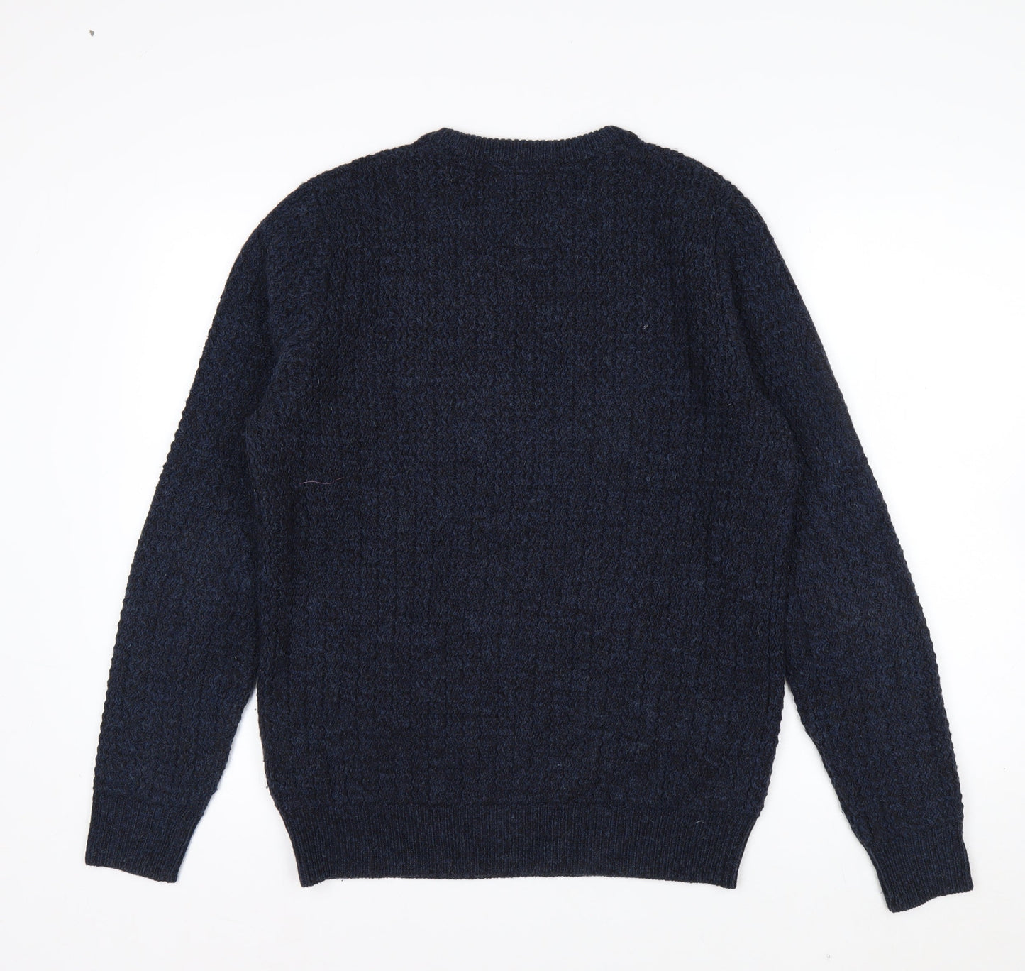 Threadbare Men's Blue Chunky Knit Crew Neck Jumper Size S