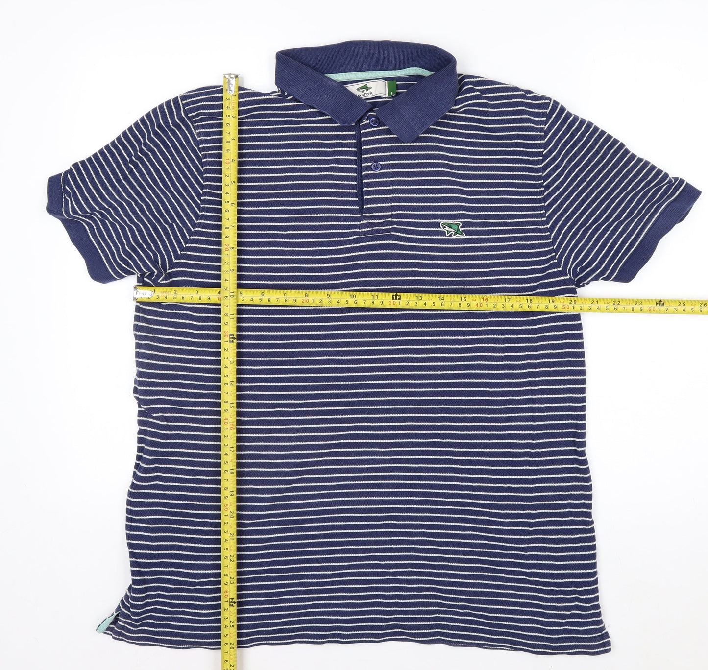 Le Shark Men's Blue Striped Polo Shirt Size L Cotton Casual