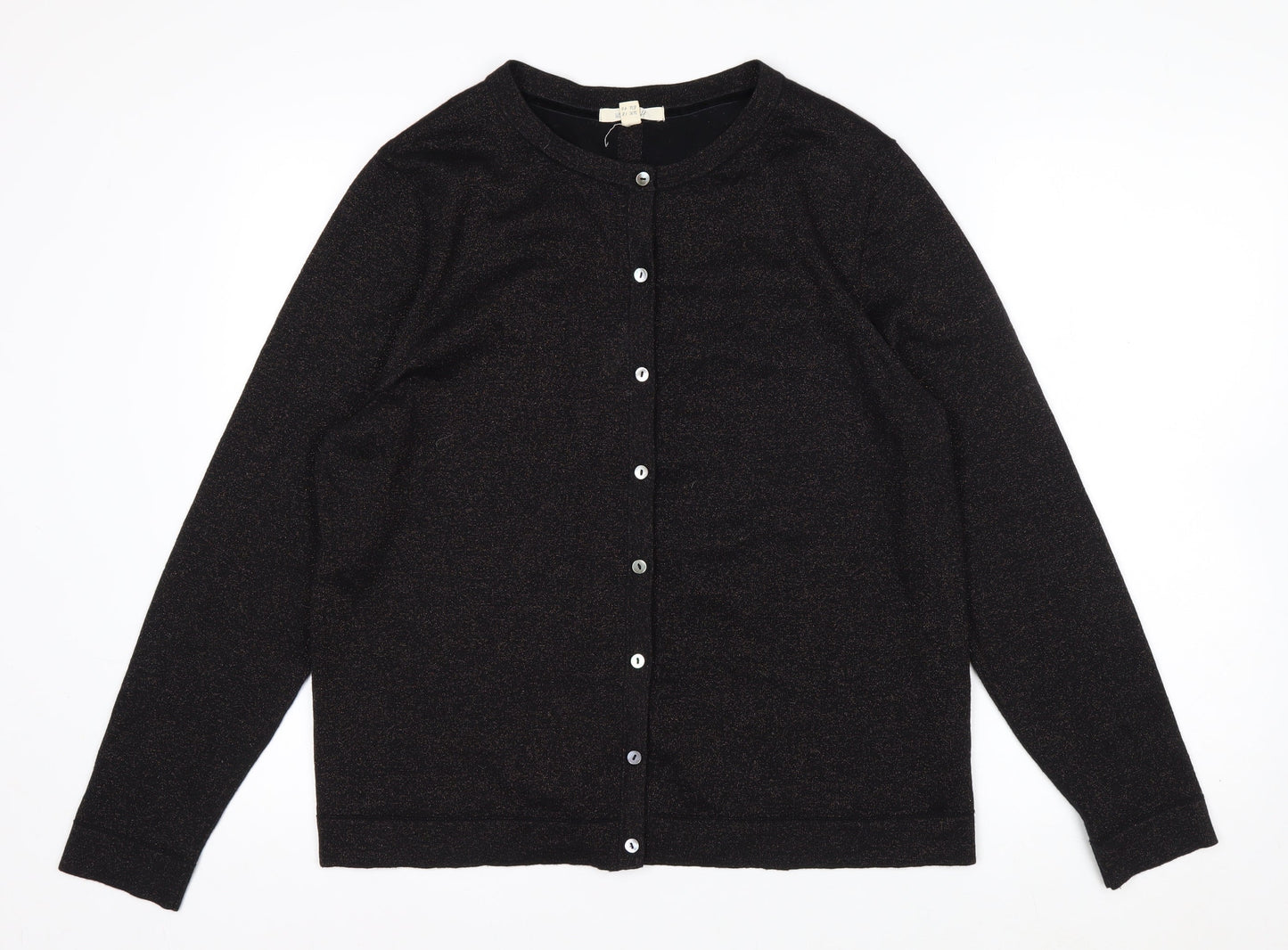 White Stuff Women's Black Glitter Cotton Blend Cardigan Size 18