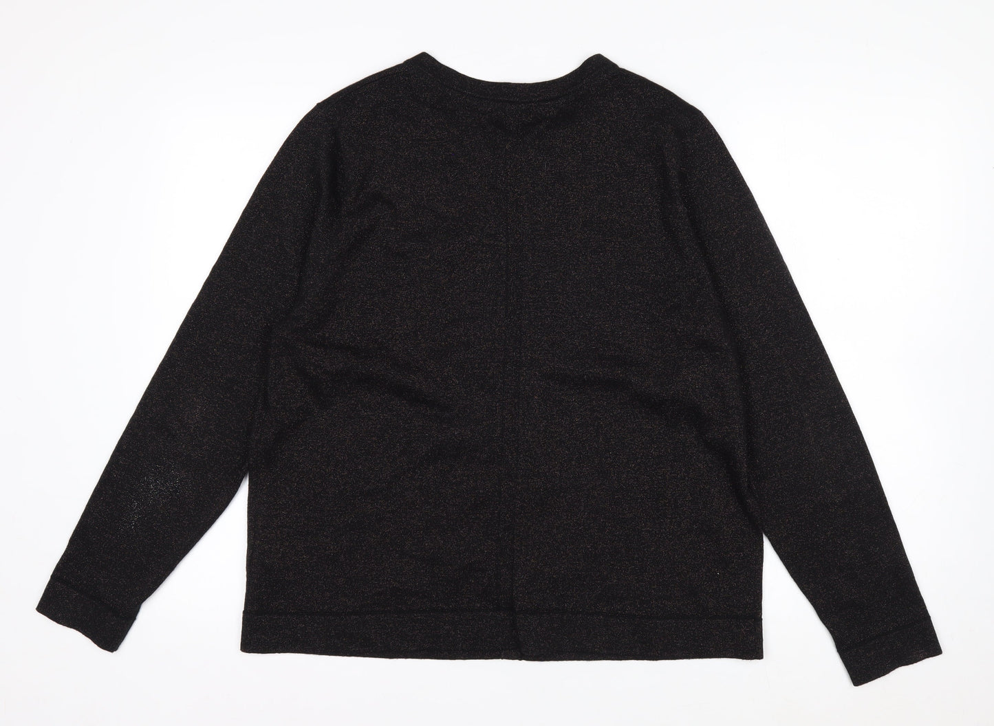 White Stuff Women's Black Glitter Cotton Blend Cardigan Size 18