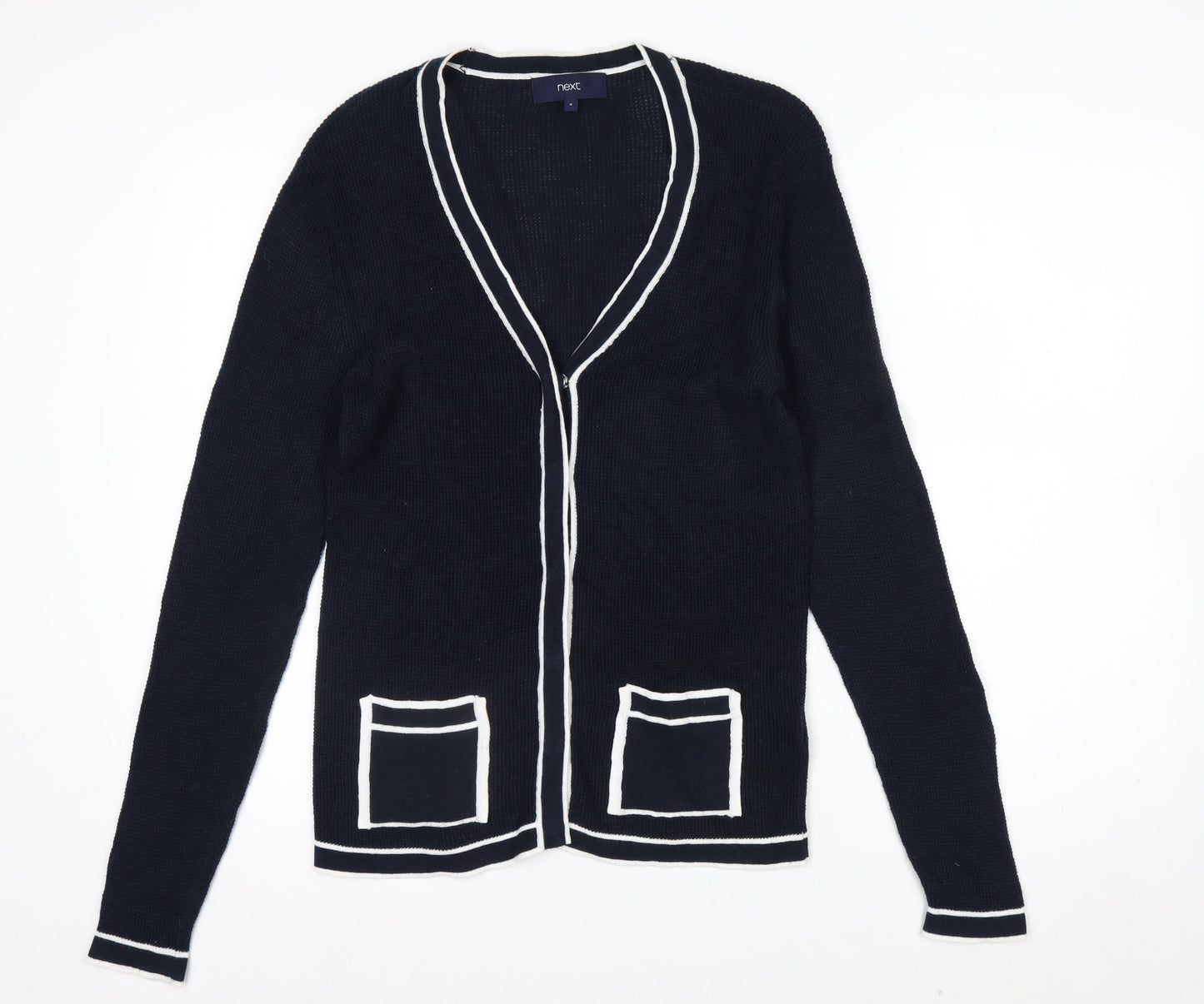Next Women's Navy Cardigan Size 8 Cotton Blend Knit