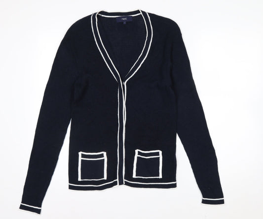 Next Women's Navy Cardigan Size 8 Cotton Blend Knit