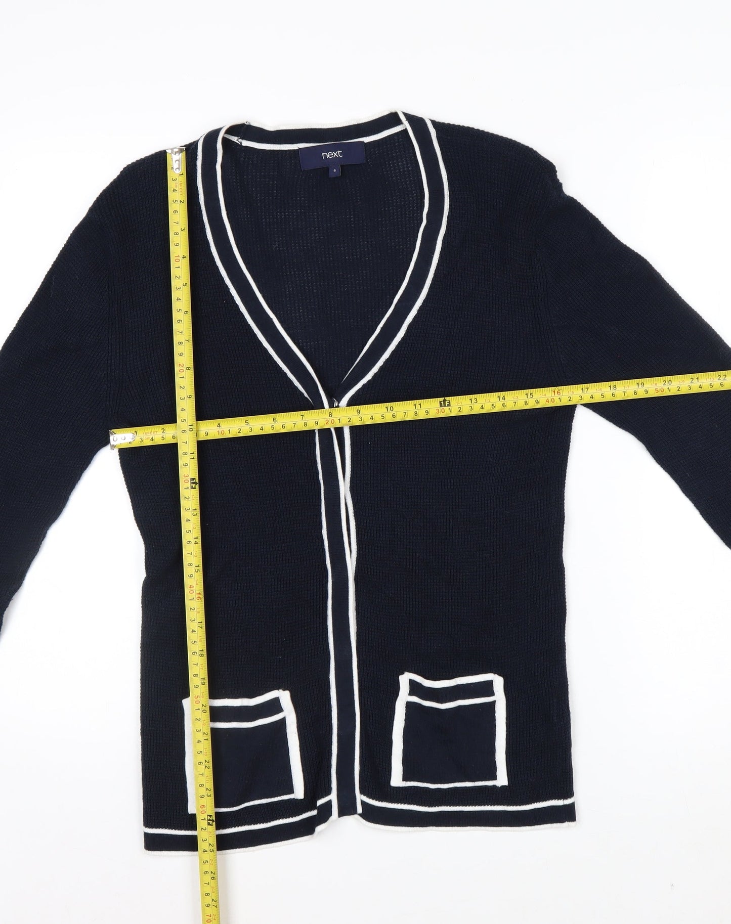 Next Women's Navy Cardigan Size 8 Cotton Blend Knit