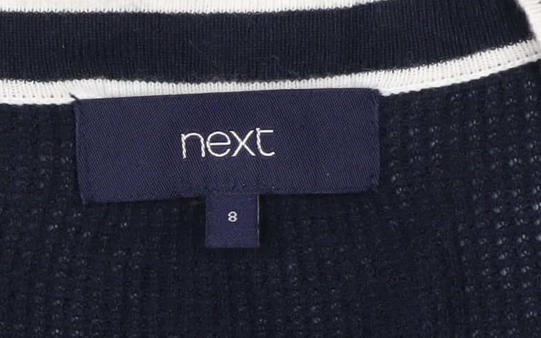 Next Women's Navy Cardigan Size 8 Cotton Blend Knit