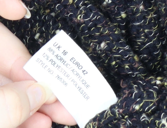 Minuet Women’s Black Chunky-Knit Cardigan Size 16