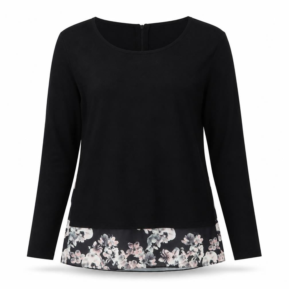 Coast Women Black Floral Hem Pullover Jumper Size S