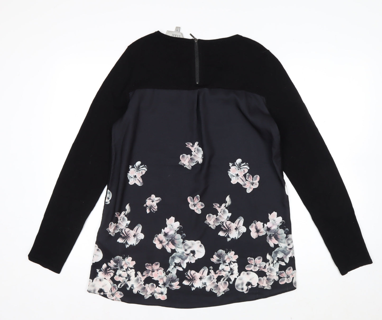 Coast Women Black Floral Hem Pullover Jumper Size S