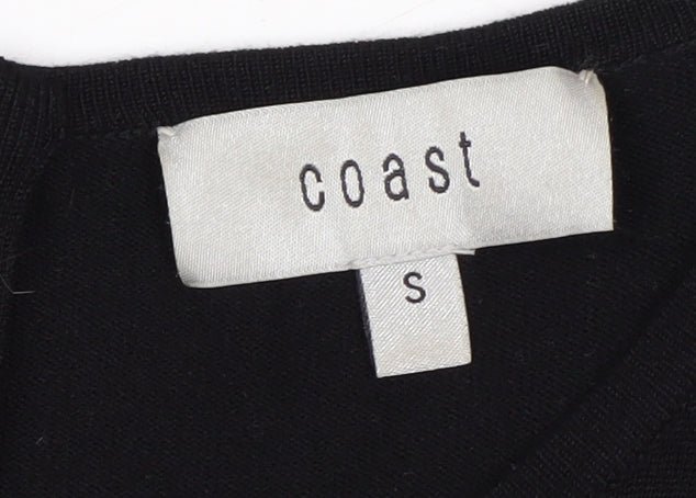 Coast Women Black Floral Hem Pullover Jumper Size S
