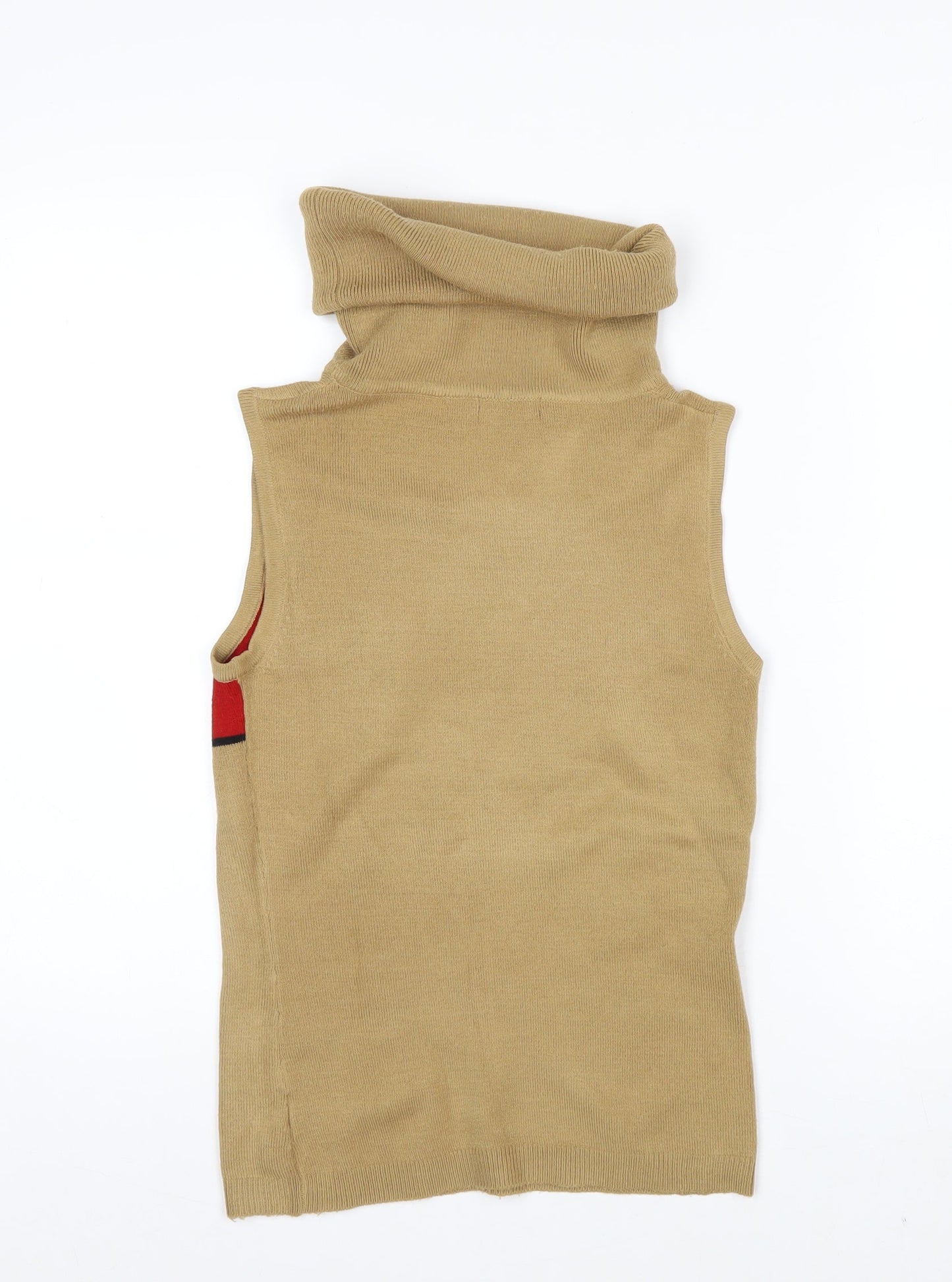 Porte à Porte Women Beige Roll Neck Sleeveless Sequin Jumper S