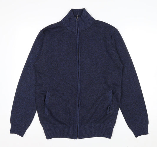 Andrid Men's Blue Wool Blend Full Zip Jumper XL Classic Knit