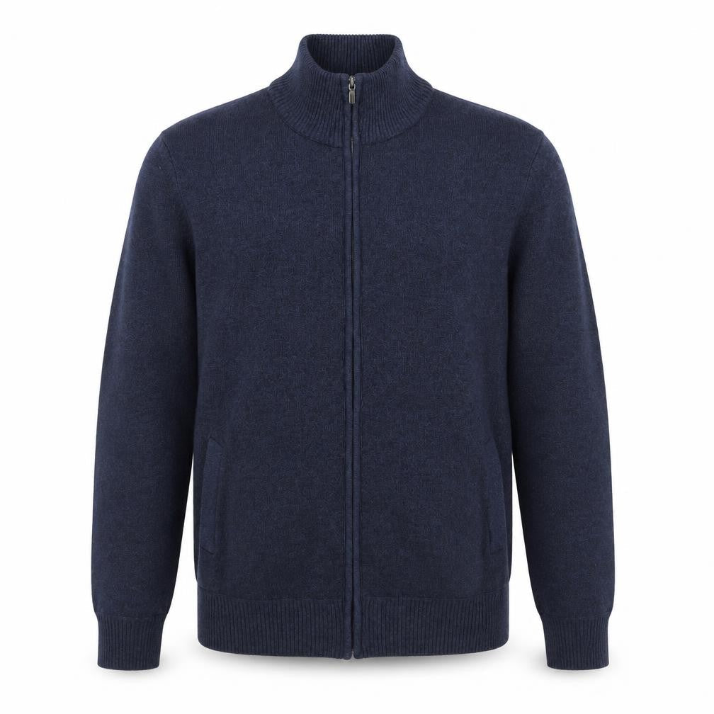 Andrid Men's Blue Wool Blend Full Zip Jumper XL Classic Knit