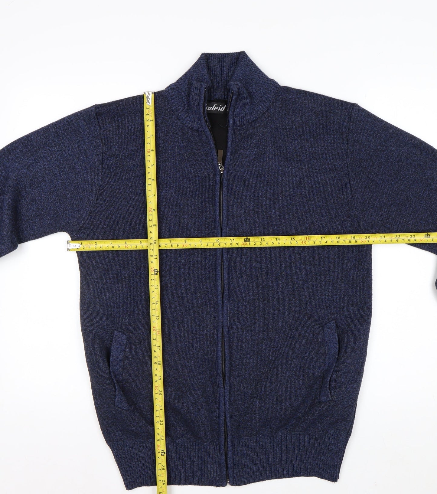 Andrid Men's Blue Wool Blend Full Zip Jumper XL Classic Knit