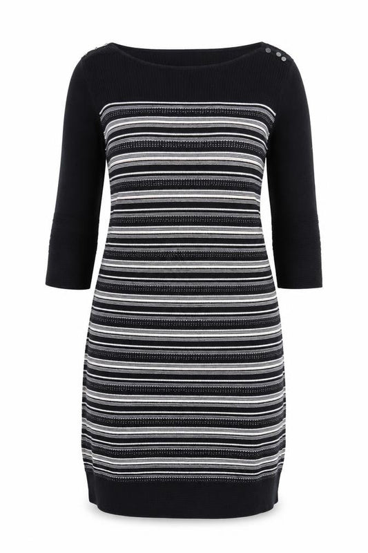Monsoon Women’s Black Striped Cotton Jumper Dress Size 12