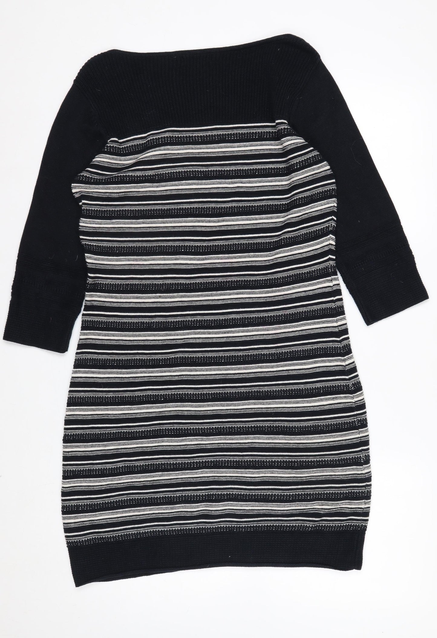 Monsoon Women’s Black Striped Cotton Jumper Dress Size 12
