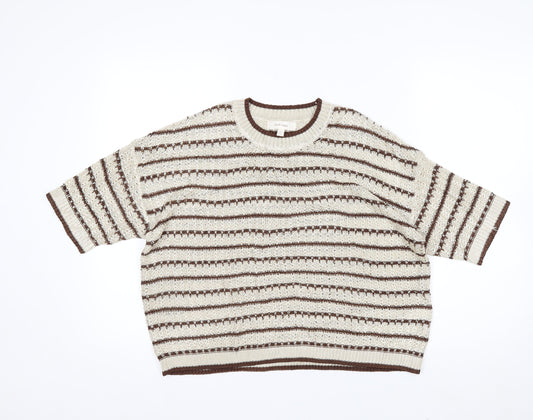Marks and Spencer Per Una Women’s Beige Striped Knit Jumper L